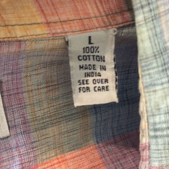 Tuttle Golf Collection Plaid Shirt Hand Woven Madras Pink Purple Mens size L - Picture 8 of 9